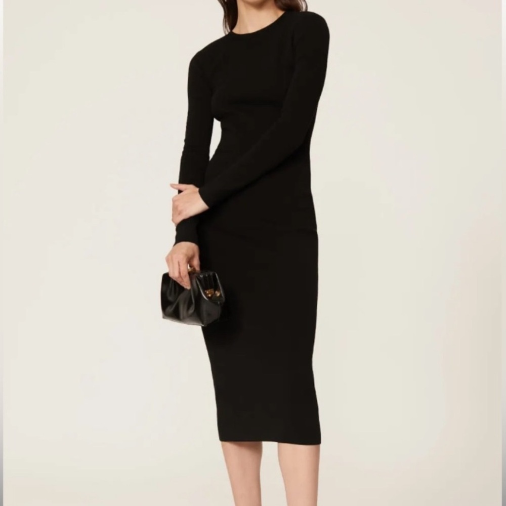 A.L.C. Long Sleeve Knit Midi Dress Size Small Black Bodycon Stretch